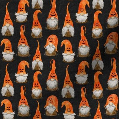 Jack-O-Lantern Pumpkin Gnomes on Dark Grey Linen - extra small scale