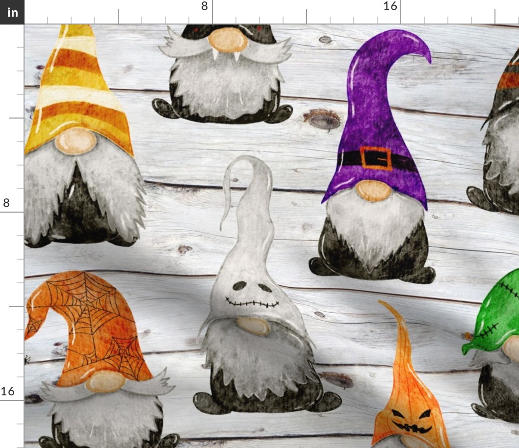 Halloween Gnomes on Shiplap - large scale