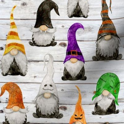 Halloween Gnomes on Shiplap - small scale