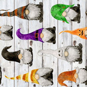 Halloween Gnomes on Shiplap Rotated - large scale