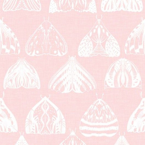 Everlasting Spring - Boho Freehand Moths - Soft Pink
