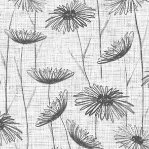 Everlasting Spring - Freehand Paper Daisies - Monochrome