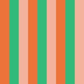 Roller Disco Stripes- Spring- Orange Sea Green Salmon- Large Scale