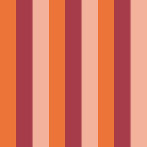 Roller Disco Stripes- Autumn- Orange Cherry Wine Salmon- Large Scale