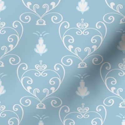 Vintage cyan and white rococo wallpaper