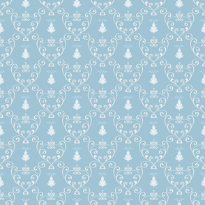 Vintage cyan and white rococo wallpaper