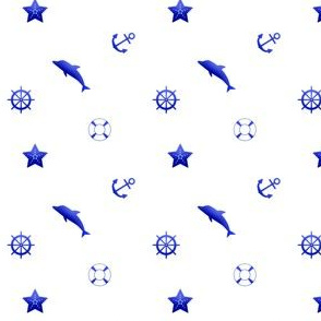 nautical with dolphins - blue - small