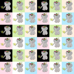 Baby Elephant Love - multi Patchwork, small 