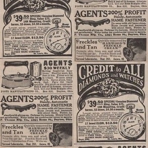 April 1915 Pocket Watch,  Freckle Cure,  and Iron ads