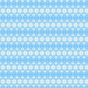 Wellspring - Star Alatyr - Ethno Ukrainian Traditional Pattern - Slavic Symbol - Smalle Scale White on Sky Blue Pastel