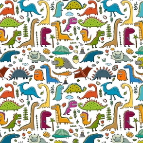   Dinosaurs, jurassic park. Childish pattern