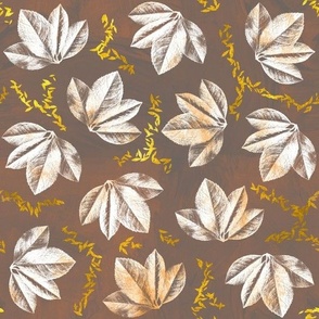 Fancy Pearl Leaves with Golden Details and Camel Background 
