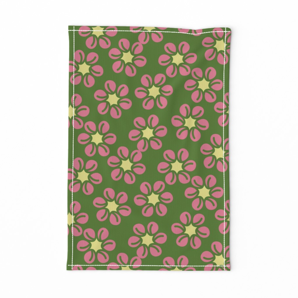 Simple Pink Flower on Green