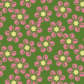 Simple Pink Flower on Green