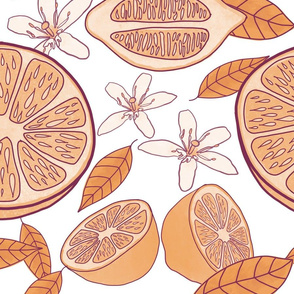 Cartoon Lemon Fruit Yel Fabric, Wallpaper and Home Decor | Spoonflower