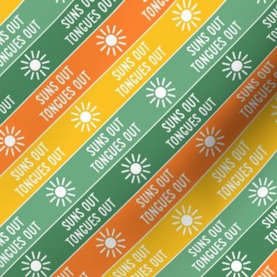 suns out tongues out - fun summer dog fabric - green/yellow - LAD21