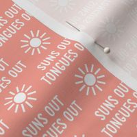 suns out tongues out - fun summer dog fabric - peach - LAD21