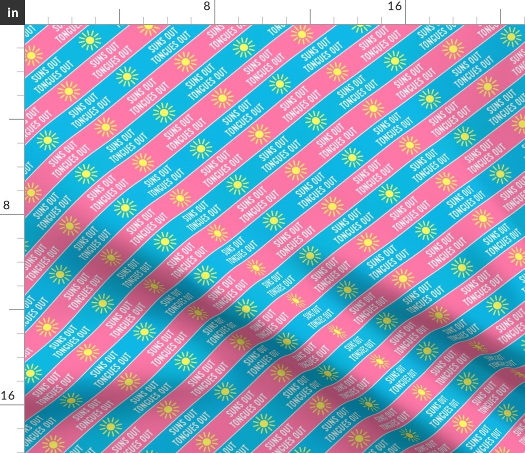 suns out tongues out - fun summer dog fabric - blue & pink - LAD21