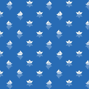Abstract geometric blue white boats seamless pattern print backgroundck