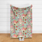 sweet rose rokoko flourish / mint / large scale