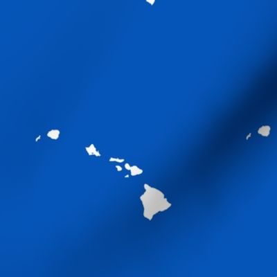 Hawaiian Islands silhouette - 6" block, white on picnic blue