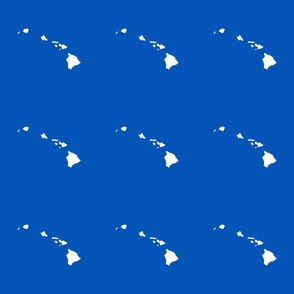 Hawaiian Islands silhouette - 6" block, white on picnic blue