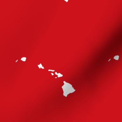 Hawaiian Islands silhouette - 6" block, White on Hawaii lehua red