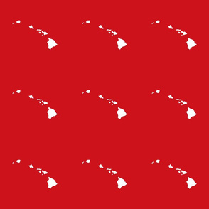 Hawaiian Islands silhouette - 6" block, White on Hawaii lehua red