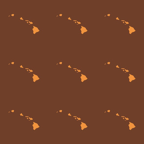 Hawaiian Islands silhouette - 6" block, copper on brown