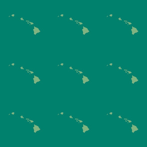 Hawaiian Islands silhouette - 6" block, green on verdigris