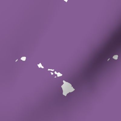 Hawaiian Islands silhouette - 6" block, white on Kauai mokihana berry purple