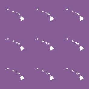 Hawaiian Islands silhouette - 6" block, white on Kauai mokihana berry purple