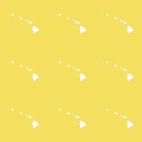 Hawaiian Islands silhouette - 6" block, white on Oahu ilima plant yellow