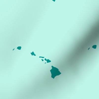 Hawaiian Islands silhouette - 6" block, teal on aqua