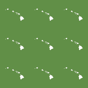 Hawaiian Islands silhouette - 6" block, white on Molokai kukui nut flower green