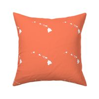Hawaiian Islands silhouette - 6" block, white on coral pink