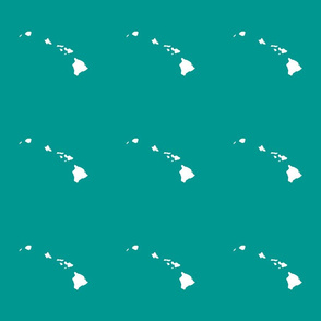 Hawaiian Islands silhouette - 6" block, white on teal
