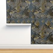 Art Deco Common Canadian Loons - Slate Blue