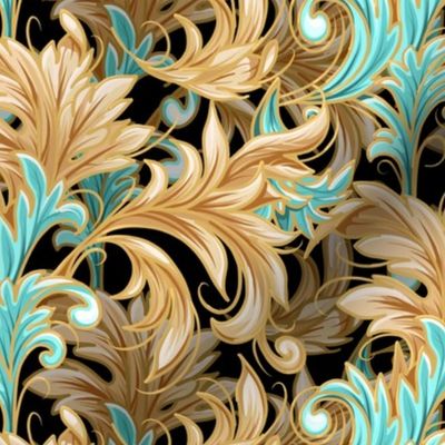 Rococo Bliss | Small | Black + Teal