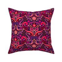 Psychedelic 70s paisley medium large scale garnet ruby amethyst by Pippa Shaw