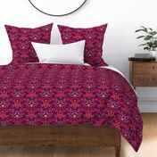Psychedelic 70s paisley medium large scale garnet ruby amethyst by Pippa Shaw