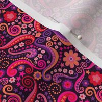 Psychedelic 70s paisley small scale garnet ruby amethyst by Pippa Shaw