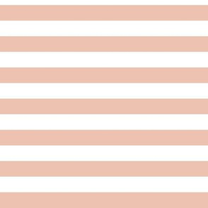 Peach Blush Awning Stripe Pattern Horizontal in White