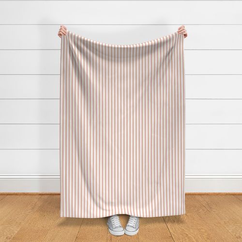 Peach Blush Awning Stripe Pattern Vertical in White