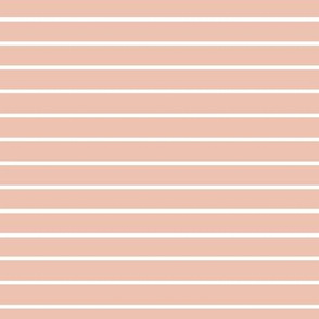 Peach Blush Pin Stripe Pattern Horizontal in White