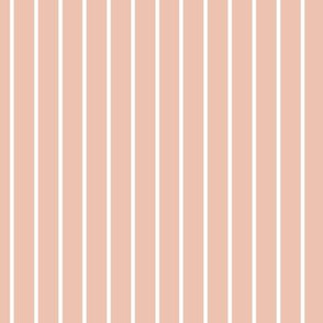 Peach Blush Pin Stripe Pattern Vertical in White