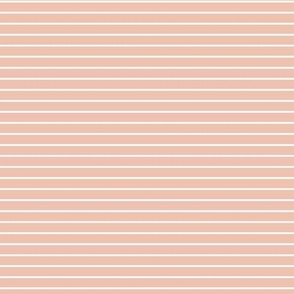 Small Peach Blush Pin Stripe Pattern Horizontal in White
