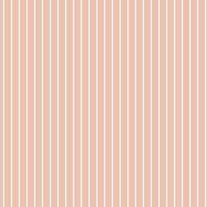 Small Peach Blush Pin Stripe Pattern Vertical in White
