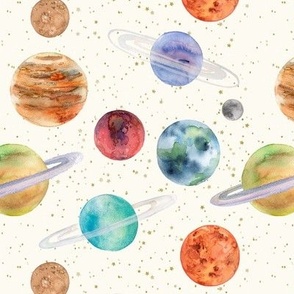 Solar System Planets Watercolor