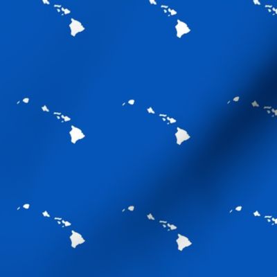 Hawaiian Islands silhouette - 3" block, white on picnic blue